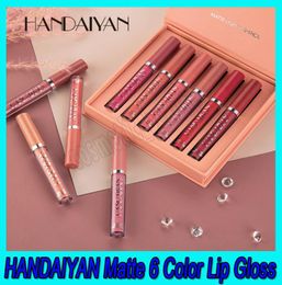 2020 Handaiyan Sexy Lip kits Matte Liquid Lipstick Set Two Option Waterproof Long Lasting Makeup Lip Gloss 6pcsset5061150