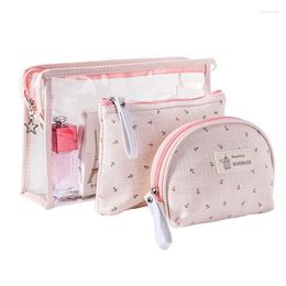 Cosmetic Bags Large Capacity 3-piece Ship Anchor Makeup Bag Transparent PVC Travel Bath Supplies Storage