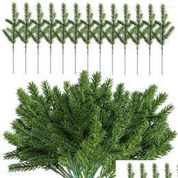 Decorative Flowers Wreaths 120 Pieces Artificial Pine Needles Branches Christmas Fake Greenery Tree Diy Garland Drop Delivery Home Gar Otmdw