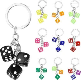 Keychains Creative Dice Shaped Keychain Resin Amulet Charms Keyring For Women Handbag Bag Casino Parties Gifts