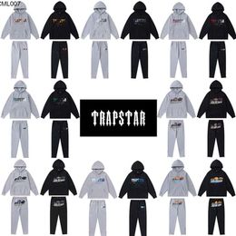 Trapstar Designer Mens Tracksuit Womens Embroidered Letter Hooded Sweater with Zipper Closure Pants Sports Set Couples Loose Casual Size {category}