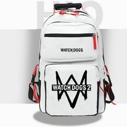 Watch Dogs backpack DedSec daypack Emblem school bag 2 Game Player Print rucksack Casual schoolbag White Black Colour day pack