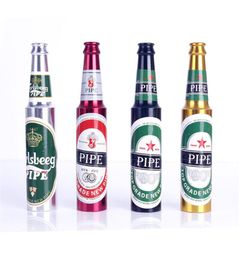 Beer bottle smoking pipe with 83mm17mm colorful joint aluminum metal smoking pipe mini handle pipes for herb tobacco3835377