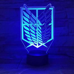 Anime Attack on Titan Night Light Led Children Kids Boys Gift Manga Japanese Anime Bedroom Desk Lamp Shingeki no Kyojin Y1123356z