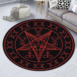 Carpets Sigil Of Baphomet And Lucifer Premium Round Rug Personalized Housewarming Gift Family Welcome Mat Funny321r