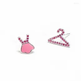 Stud Earrings Sole Memory Personality Cute Sweet Pink Hanger Skirt Silver Color Fashion Female SEA678