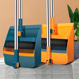 2PieceSet Household Long Handle Foldable Broom Set Cleaning And Brushing Kitchen Floors Pet Hair Indoor Supplies 240308