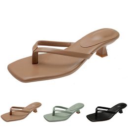 Heels High Women Fashion Slippers Sandals Shoes Flip Flops Summer Flat Sneakers Triple White Black Green Brown Color1 37