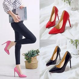 Dress Shoes Large Size High Heels Women's Slim 11cm Sexy Red Bridesmaid Wedding Pointed Banquet Etiquette Black