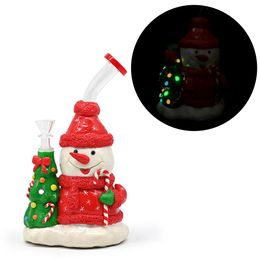 1pc 9in,Christmas Tree Snowman Candy Cane Smoking Item,Handicraft Ornament For home Office,Smoking Tobacco Cigarette Accessaries Christmas Gift,Glass Bong