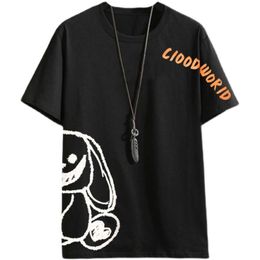 Trendy Oversized Men's Clothing With Added Fat And Oversized Men's Short Sleeved T-Shirt, Loose And Casual Cartoon Round Neck Base Shirt, Summer
