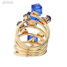 Rings Trendy Oversize Multi Rings Women Lady High quality Crystal Rhinestone Charm Open Ring Korean Gothic Jewellery ldd240311