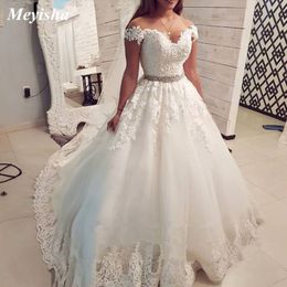 ZJ9183 2021 Cap Sleeve Wedding Dress Embroidery Charming Sweetheart White Custom Made Size Ball Gown Bridal Dresse258f