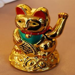 Maneki Neko Lucky cat Chinese Feng Shui Waving Wealth Fortune Cat Waving hand Cat gold249J