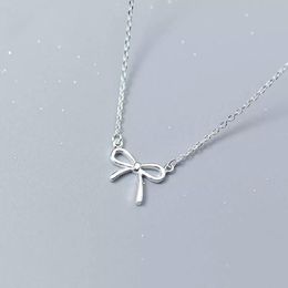 Pendants 925 Sterling Silver Lovely Bow Knot Pendant Necklace For Girls Women Fashion Jewellery Gift D38612615