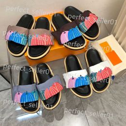 Slippers womens designer sandal platform sandals slides men printed thick bottom flip flops summer flat shoes casual beach sandles genuine leather high quality 10A