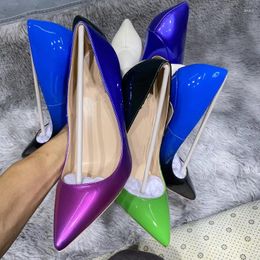 Dress Shoes Colourful Rainbow Gradient Lady Shoe Pointed Toe 12cm 10cm 8cm High Heel Fashion Design Sexy Plus Size 33-45 Pumps QP149 ROVICIYA