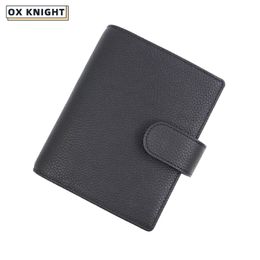 OX KNIGHT Mini A7 Notebook With 19-25 MM Silver Rings Pebbled Grain Leather Week Planner Organiser Journey Diary Sketchbook 240401