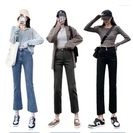 Women's Jeans Woman's High Waist Straight Black And Blue 2024 Spring Autumn Slim Cropped Trousers Wide Pants For Woman Zm86