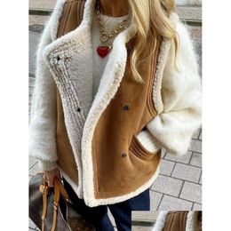 Women'S Vests Womens Vests Autumn Ladies Wool Warm Waistcoat Women Elegant Lapel Sleeveless Button Waistcoats Female Thickened Vintage Dhjug