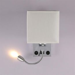 Wall Lamp 2 Lights 2 Switches LED LED Bedside Reading Wall Lamp Light Home Focus Reading Swing Arm Light Sconces267L