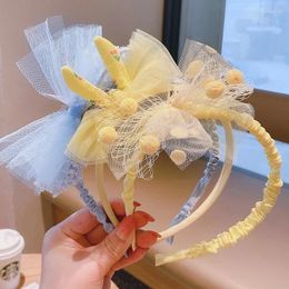 Hair Accessories Korean Version Of Children's Net Yarn Bow Tie Headband Princess GirlsHairpin BabyCute Head