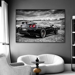 Racing Sports Car Canvas Poster Nissan GTR Supercar Wall Painting Modern Cars Art Pictures for Living Room Home Decor No Frame260l