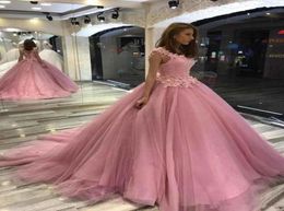 Custom Beading Off Shoulder Quinceanera Dresses with 3DApplique Lace Up Back Sweet 16 Prom Dress Sweep Train A Line Princess Part9988438