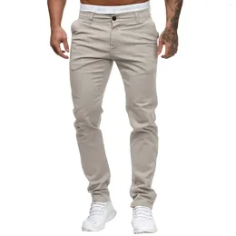 Men's Pants Slim Waist Full Trousers Casual Solid Colour Mid Pocket Length Fashion Pant Running Sweatpants 2024