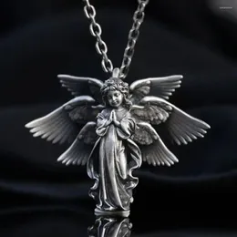Pendant Necklaces Fashion Silver Colour Fairy Seraph Prayer Good Luck Necklace Ladies Anniversary Amulet Jewellery Gift