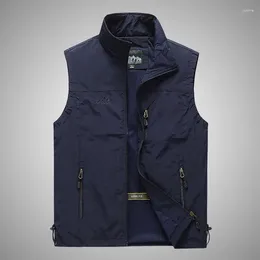 Gilet da uomo Gilet da esterno Uomo Bomber senza maniche militare multitasche Gilet impermeabile da trekking di grandi dimensioni Pografia Traspirante