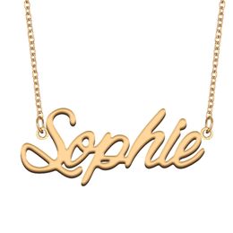 Sophie Name Necklace Custom Nameplate Pendant for Women Girls Birthday Gift Kids Best Friends Jewellery 18k Gold Plated Stainless Steel