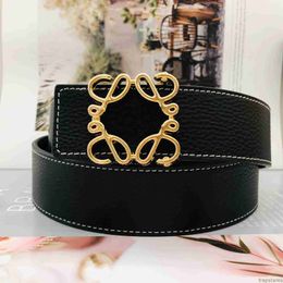 Fashion Double-sided Lychee Grain Belt Luxury Men Women Designer Width 3.8cm Gold Silver Smooth Buckle Leather Belts 41YB