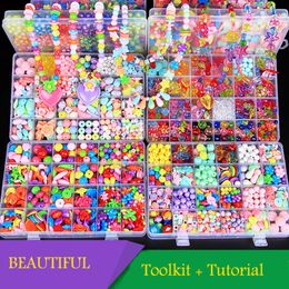 Party Games Crafts 24 Grid DIY Handmade Beads Toys For Children With Accessory Set Girl Weaving Bracelet Jewellery Making Creative Kids Gift