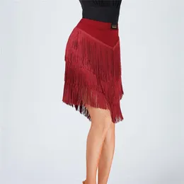 Skirts Elegant Fringed Skirt Short High Waist Latin Dance Tassel For Women Professional Training