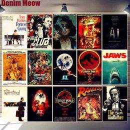 Movie Posters Film Plaque Vintage Metal Tin Signs Cafe Bar Cinema Decor E T JAWS Jurassic Park Retro Painting Wall Sticker N311 H263U