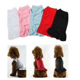 12pcs lot Blank Plain Soft Cotton Dog Dress Shirt Skirt Pet Summer Clothes for Small Large Dods Cats315p