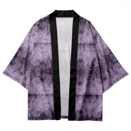 Ethnic Clothing Women Men Harajuku Purple Kimono Samurai Cosplay Blouse Yukata Plus Size Loose Japanese Robe Cardigan