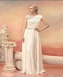 2020 New Tulle Flower Chiffon Formal Dress Greek Goddess Party Dresses Formal Dresses White Long Evening Dresses2867448