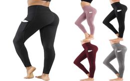 Yoga Outfits Pants Women Workout Out Pocket Leggings Fitness Sports Gym Running Elastic Waist Legging Sport Femme jw3853577