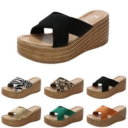 Slippers Fashion Heels High Women Sandals Shoes Summer Platform Sneakers Triple White Black Brown Green Colo 35