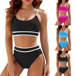 Women's Swimwear Bikini Sets Two Piece Swimsuits Colour Block High Cut Bathing Suits Bathers Beach Bikinis For Women Swimming Suit