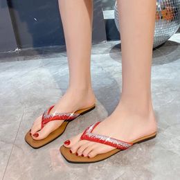 Slippers Crystal Flats Women Summer Luxury Shoes 2024 Fashion Clip Toe Beach Flip Flops Dress Slingback Sandals Femme Slides