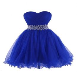 Sweetheart ShortMini Homecoming Dresses With Crystals Sash Blue Tulle Graduation Prom Dress Cheap Special Occasion Cocktail Party1262046