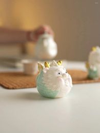 Tea Pets Long Ying Ping An Ceramic Ornaments Home Daily Creative Cute Zodiac Mascot Lucky Living Room Office Desktop Decoration Gifts