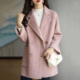 Women's Suits UNXX Autumn Vintage Casual Short Sleeve Woollen Coat Jacket Commuter Solid Colour Plus Cotton Loose Blazer Woman Clothing