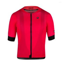 Racing Jackets 2024 Biehler Red Lightweight Fabric Summer Air Aerodynamics Cycling Short Sleeve Jersey Men Team Bike Clothing Ropa Ciclismo