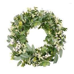 Decorative Flowers Wreaths Green Eucalyptuses Wreath Realistic Artificial Spring Summer With Berries For Front Drop Delivery Home Gard Otjhl