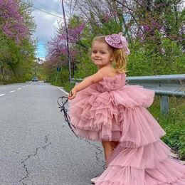 Girl Dresses Lovely Flower Girls Dress Puffy Tutu Tiered Tulle Children Birthday Party A Line Wedding Prom Formal Gown Vestidos Largos