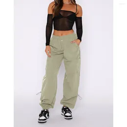 Women's Pants Spring Hip Hop Women Cargo Streetwear All Match Fashion Bound Feet Elastic Waist Sweatpants Female Chic Trousers